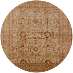 Round Mid-Century Modern Brown Sand Brown Oriental Rug, urb3104