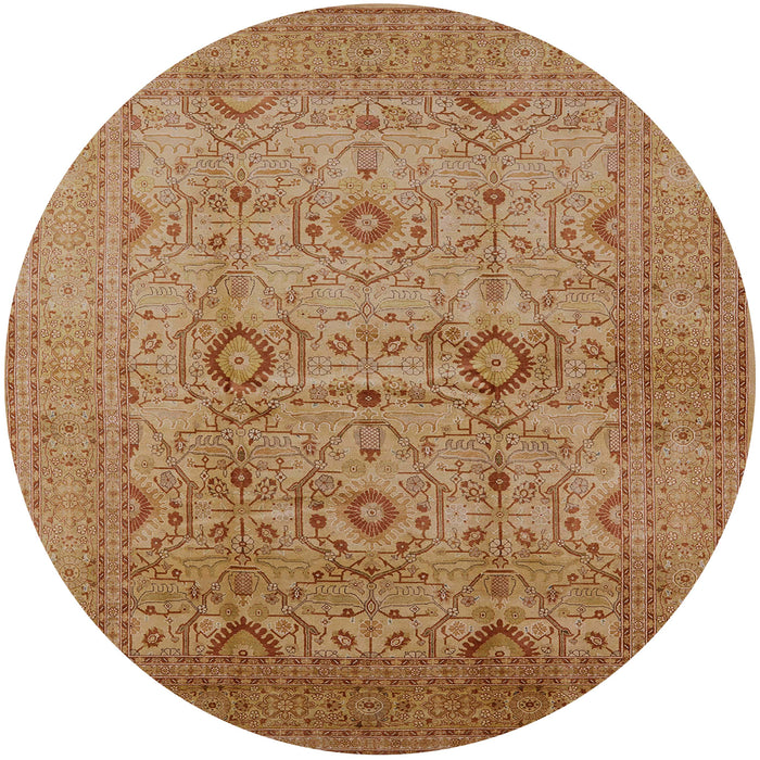 Round Mid-Century Modern Brown Sand Brown Oriental Rug, urb3104