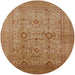 Round Mid-Century Modern Brown Sand Brown Oriental Rug, urb3104