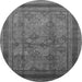 Round Machine Washable Oriental Gray Industrial Rug, wshurb3105gry