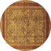 Round Oriental Brown Industrial Rug, urb3105brn