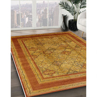 Mid-Century Modern Mahogany Brown Oriental Rug, urb3105