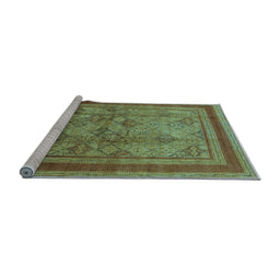 Sideview of Machine Washable Oriental Light Blue Industrial Rug, wshurb3105lblu