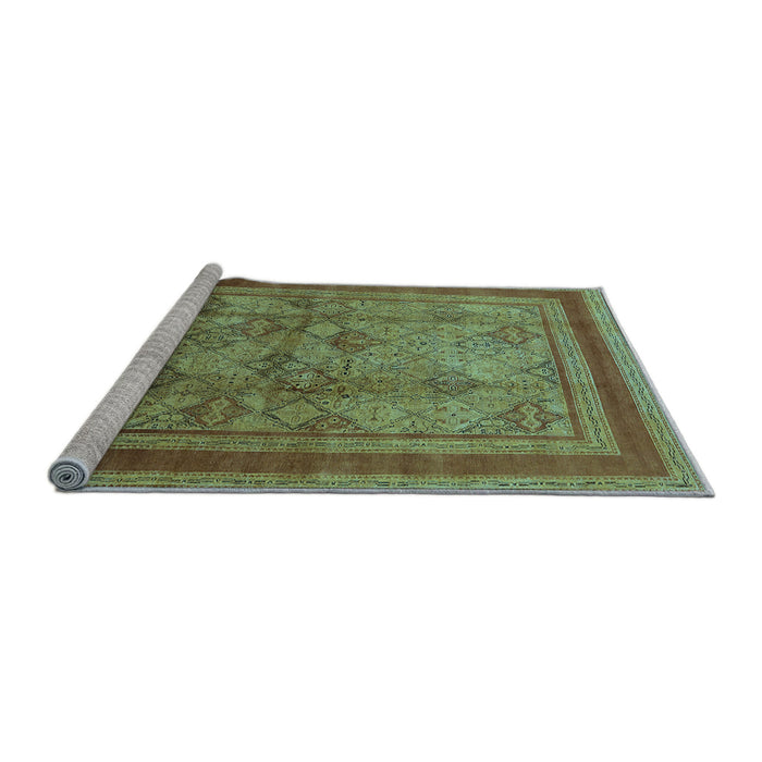 Sideview of Machine Washable Oriental Light Blue Industrial Rug, wshurb3105lblu