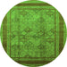 Round Oriental Green Industrial Rug, urb3105grn