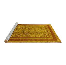 Sideview of Machine Washable Oriental Yellow Industrial Rug, wshurb3105yw