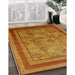 Mid-Century Modern Mahogany Brown Oriental Rug in Family Room, urb3105