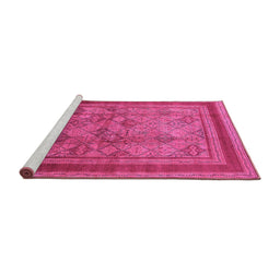 Sideview of Machine Washable Oriental Pink Industrial Rug, wshurb3105pnk