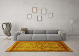 Machine Washable Oriental Yellow Industrial Rug in a Living Room, wshurb3105yw