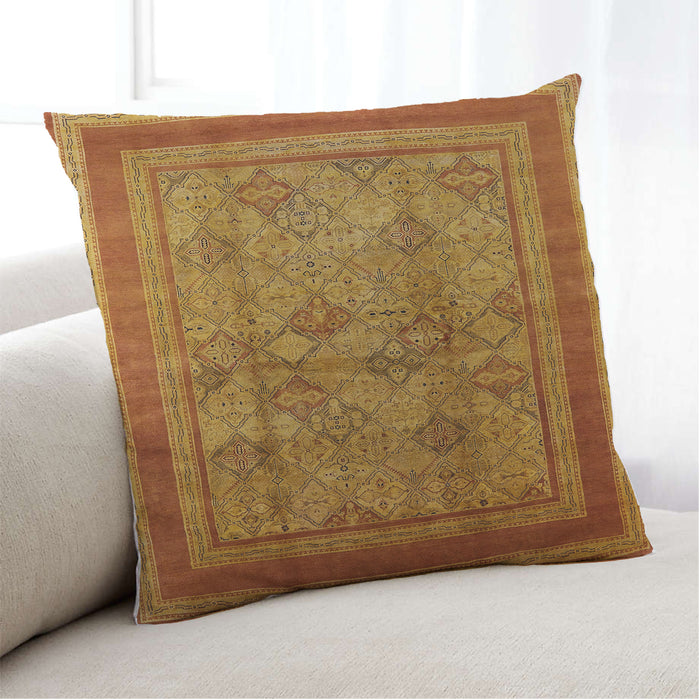 Lifestyle Image of Mid-Century Modern Urban Square Mahogany Brown Throw Pillow, 18 inch by 18 inch, pwurb3105