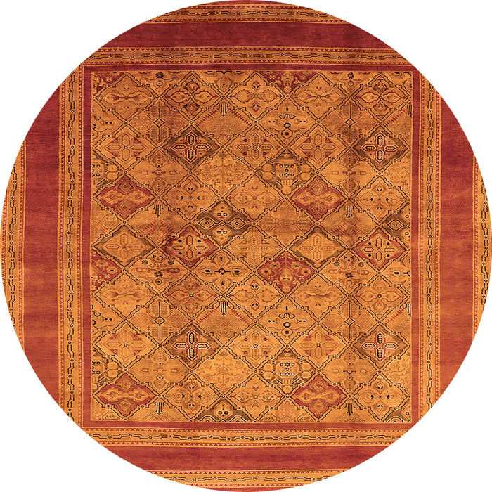 Round Oriental Orange Industrial Rug, urb3105org
