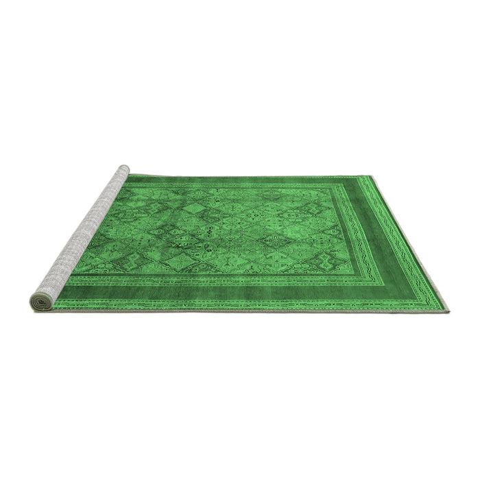 Sideview of Machine Washable Oriental Emerald Green Industrial Area Rugs, wshurb3105emgrn