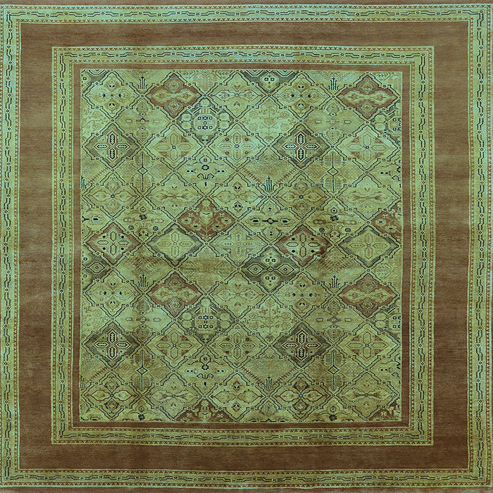 Square Machine Washable Oriental Light Blue Industrial Rug, wshurb3105lblu