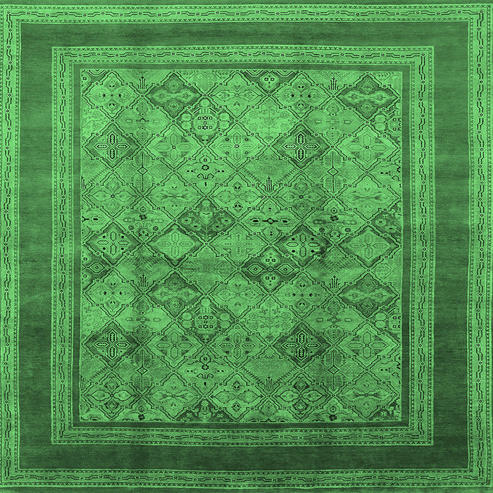 Square Oriental Emerald Green Industrial Rug, urb3105emgrn