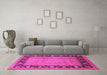 Machine Washable Oriental Pink Industrial Rug in a Living Room, wshurb3106pnk