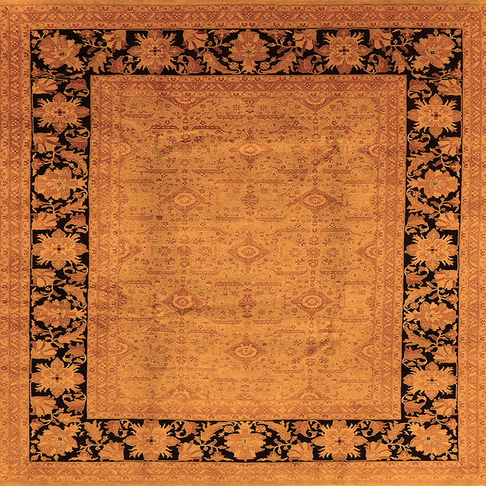 Square Machine Washable Oriental Orange Industrial Area Rugs, wshurb3106org