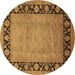 Round Oriental Brown Industrial Rug, urb3106brn