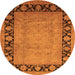 Round Machine Washable Oriental Orange Industrial Area Rugs, wshurb3106org