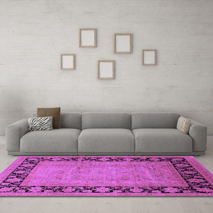 Machine Washable Oriental Purple Industrial Area Rugs in a Living Room, wshurb3106pur