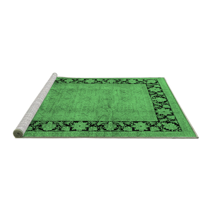 Sideview of Machine Washable Oriental Emerald Green Industrial Area Rugs, wshurb3106emgrn