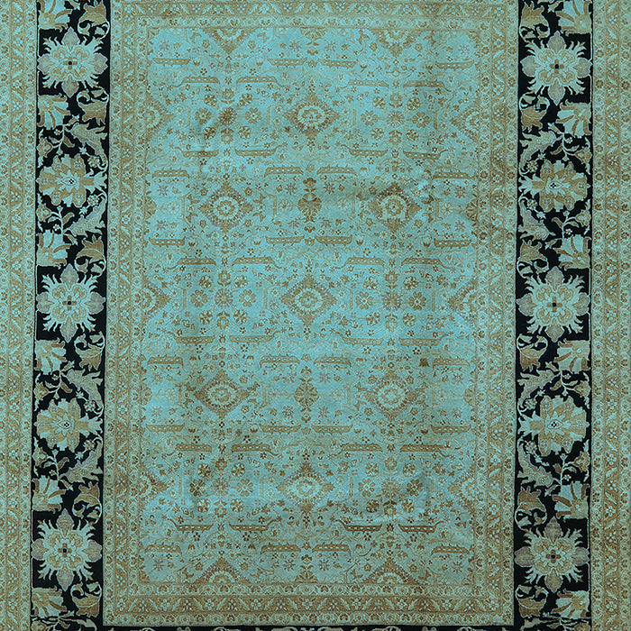 Machine Washable Oriental Light Blue Industrial Rug, wshurb3106lblu