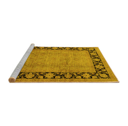 Sideview of Machine Washable Oriental Yellow Industrial Rug, wshurb3106yw