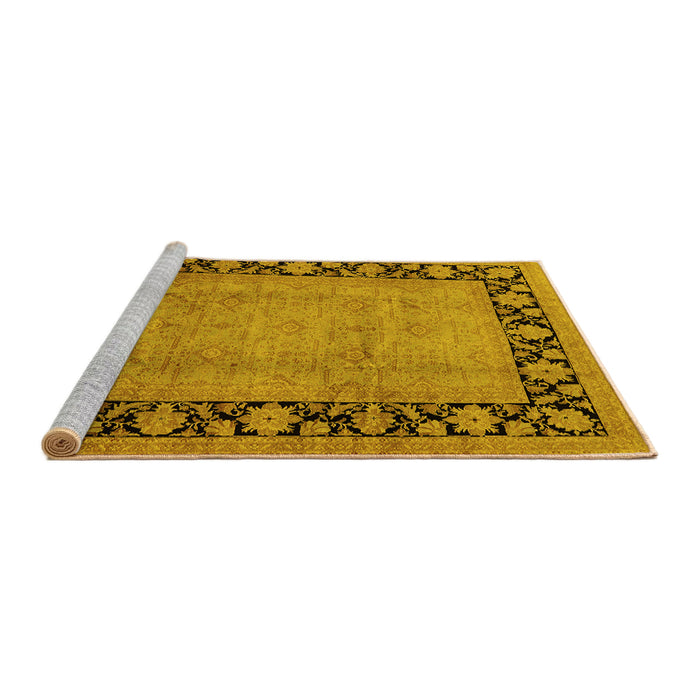 Sideview of Machine Washable Oriental Yellow Industrial Rug, wshurb3106yw