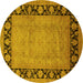 Round Oriental Yellow Industrial Rug, urb3106yw