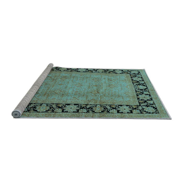 Sideview of Machine Washable Oriental Light Blue Industrial Rug, wshurb3106lblu