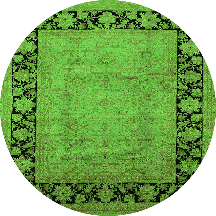 Round Oriental Green Industrial Rug, urb3106grn