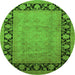 Round Oriental Green Industrial Rug, urb3106grn