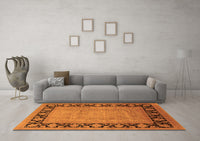 Machine Washable Oriental Orange Industrial Rug, wshurb3106org