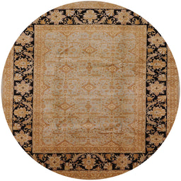 Round Mid-Century Modern Mahogany Brown Oriental Rug, urb3106