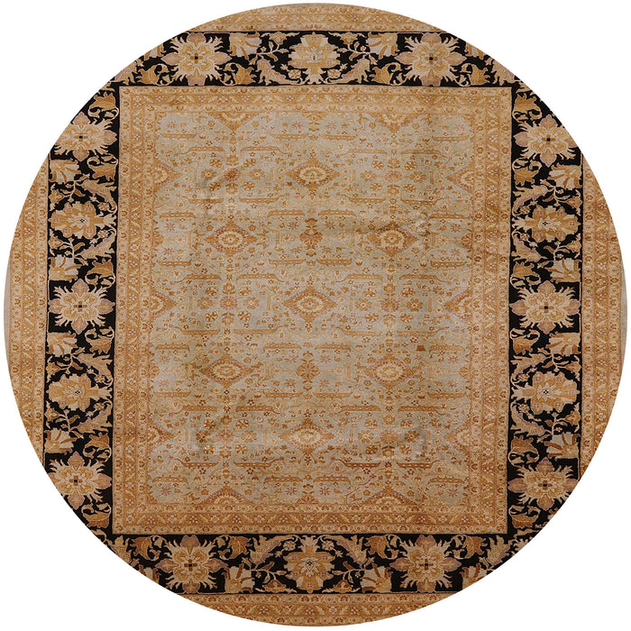 Round Mid-Century Modern Mahogany Brown Oriental Rug, urb3106