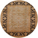 Round Mid-Century Modern Mahogany Brown Oriental Rug, urb3106