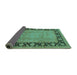 Sideview of Oriental Turquoise Industrial Rug, urb3106turq