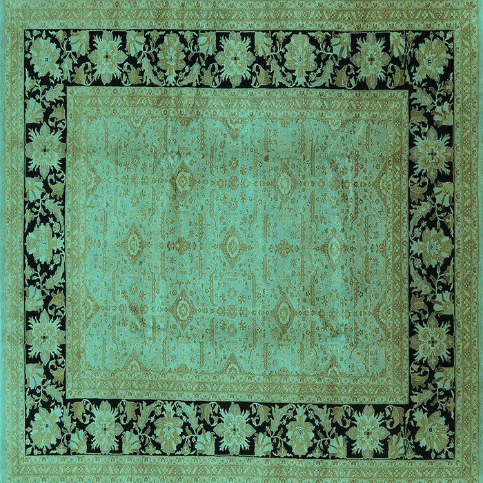 Square Oriental Turquoise Industrial Rug, urb3106turq