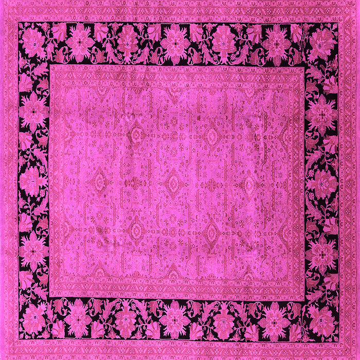 Square Machine Washable Oriental Pink Industrial Rug, wshurb3106pnk