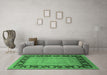 Machine Washable Oriental Emerald Green Industrial Area Rugs in a Living Room,, wshurb3106emgrn