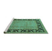 Sideview of Machine Washable Oriental Turquoise Industrial Area Rugs, wshurb3106turq