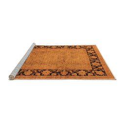 Sideview of Machine Washable Oriental Orange Industrial Area Rugs, wshurb3106org