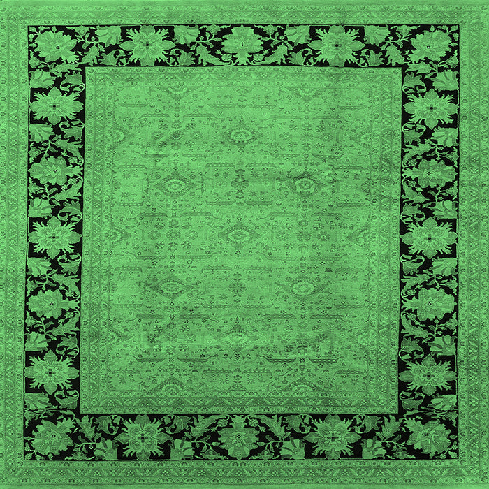 Square Machine Washable Oriental Emerald Green Industrial Area Rugs, wshurb3106emgrn