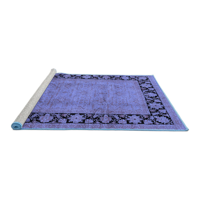 Sideview of Machine Washable Oriental Blue Industrial Rug, wshurb3106blu
