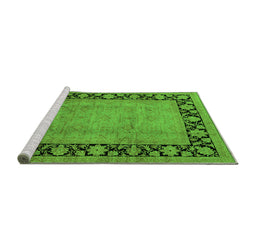Sideview of Machine Washable Oriental Green Industrial Area Rugs, wshurb3106grn