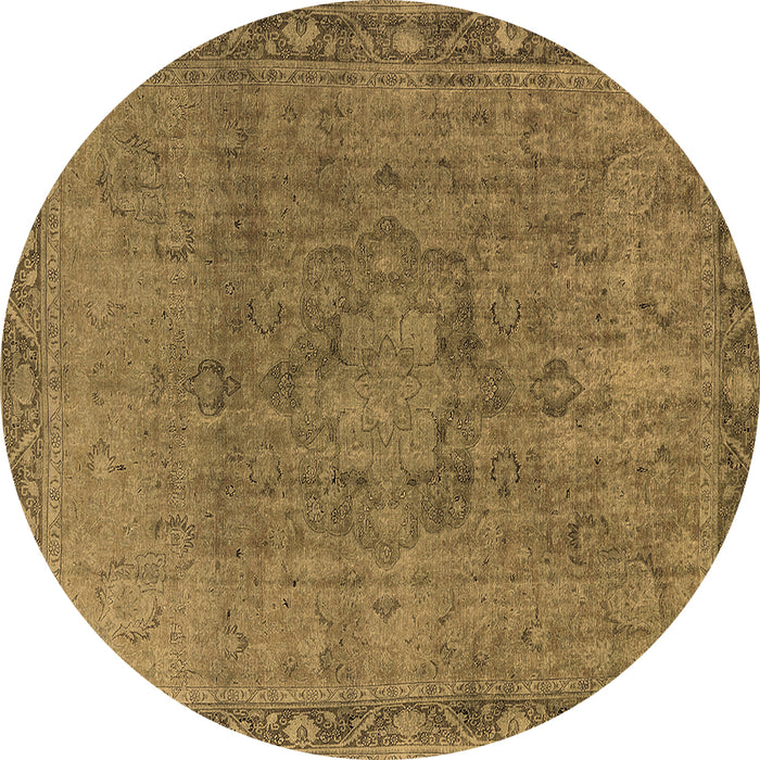 Round Oriental Brown Industrial Rug, urb3107brn