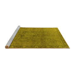 Sideview of Machine Washable Oriental Yellow Industrial Rug, wshurb3107yw