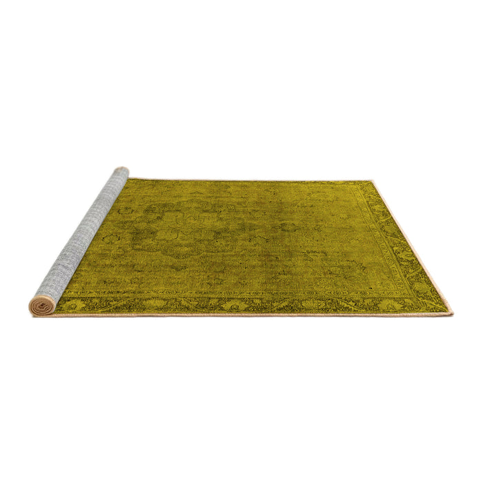 Sideview of Machine Washable Oriental Yellow Industrial Rug, wshurb3107yw