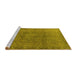 Sideview of Machine Washable Oriental Yellow Industrial Rug, wshurb3107yw