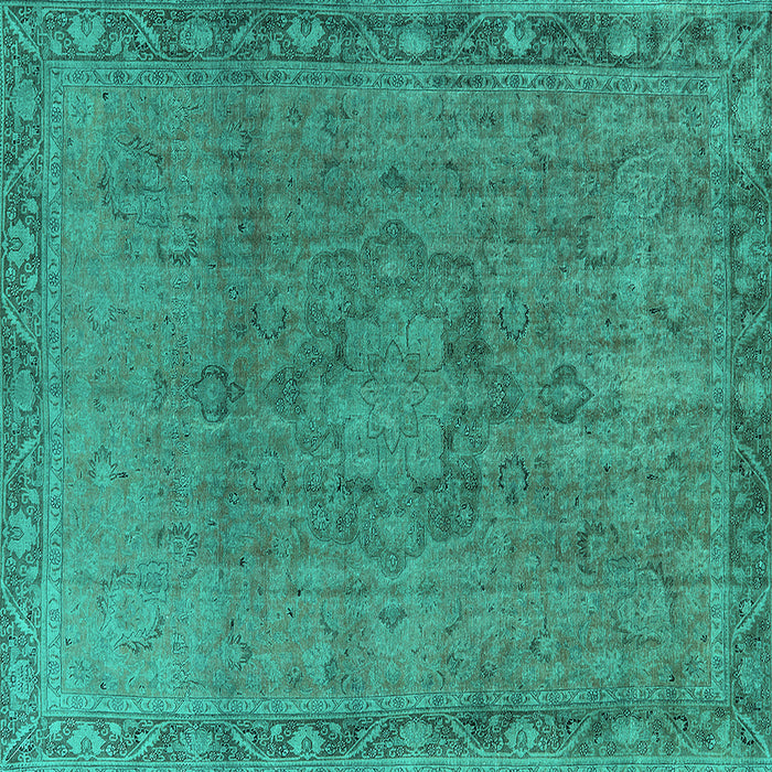 Square Machine Washable Oriental Turquoise Industrial Area Rugs, wshurb3107turq
