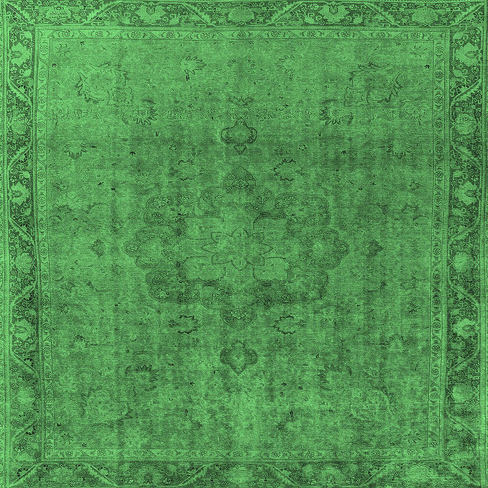 Square Machine Washable Oriental Emerald Green Industrial Area Rugs, wshurb3107emgrn